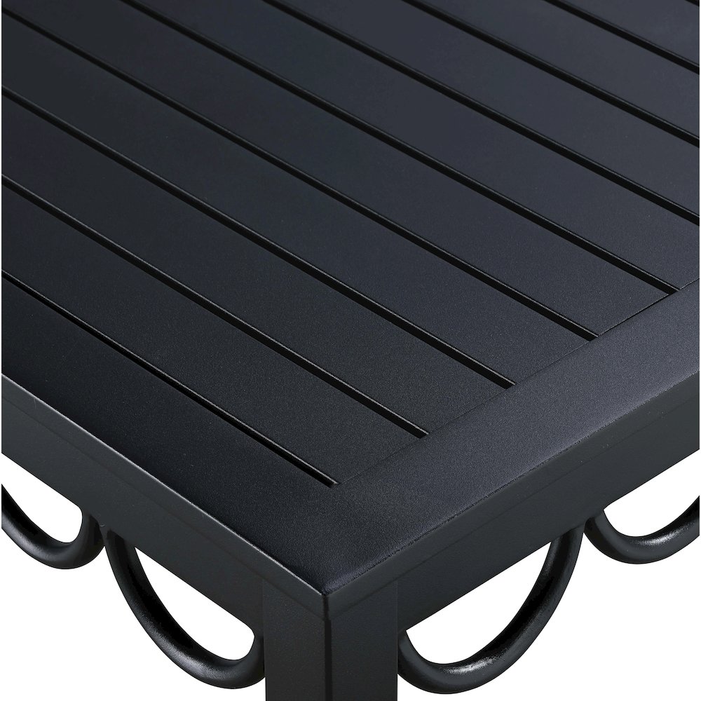 Portofino Black Aluminum Outdoor Patio Coffee Table, Black. Picture 3