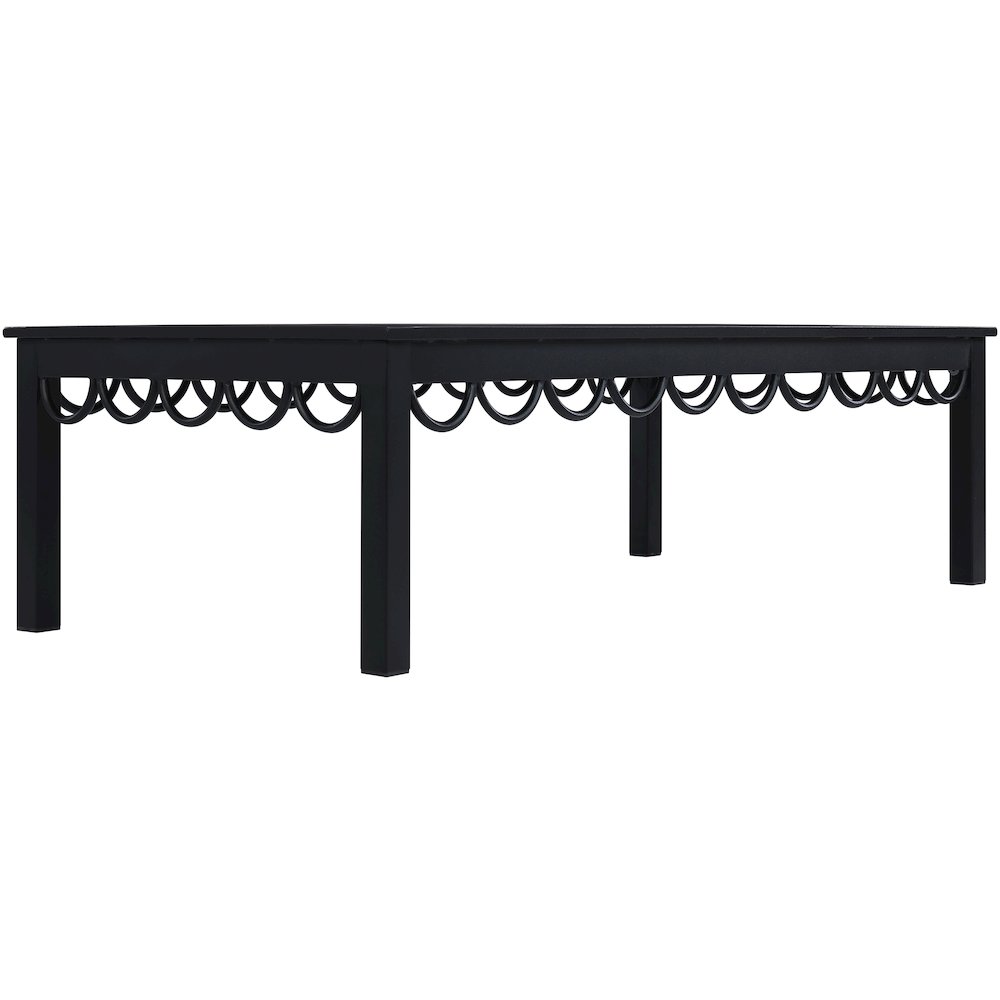 Portofino Black Aluminum Outdoor Patio Coffee Table, Black. Picture 6