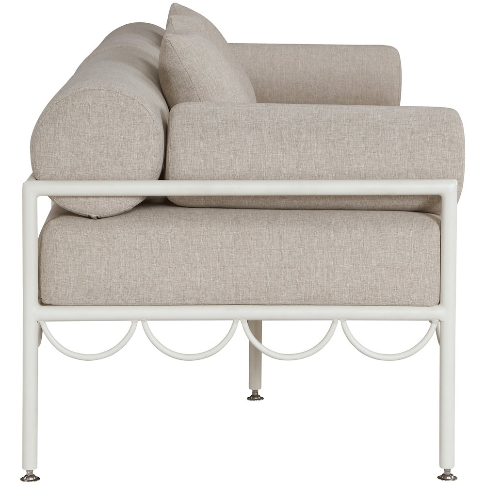 Portofino 69.75" Beige Water Repellent Fabric Outdoor Loveseat. Picture 8