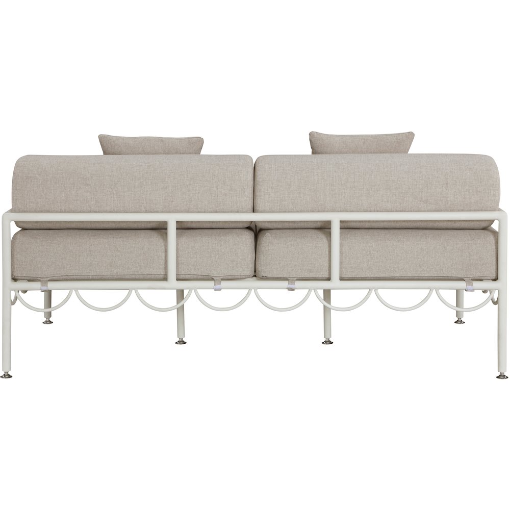 Portofino 69.75" Beige Water Repellent Fabric Outdoor Loveseat. Picture 3