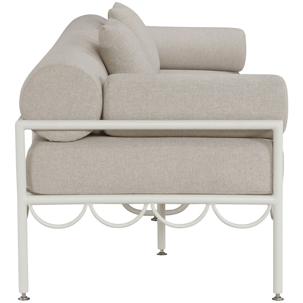 Portofino 85.75" Beige Water Repellent Fabric Outdoor Sofa. Picture 8