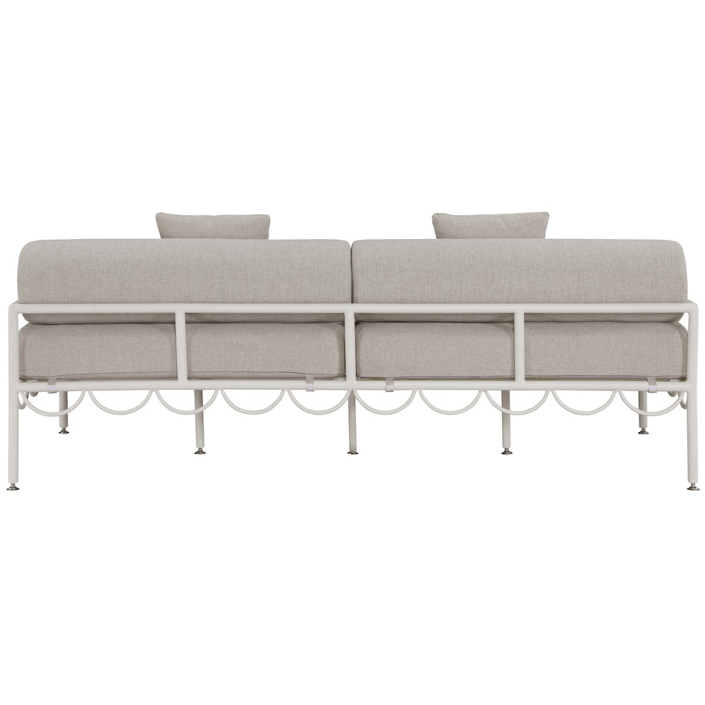 Portofino 85.75" Beige Water Repellent Fabric Outdoor Sofa. Picture 3