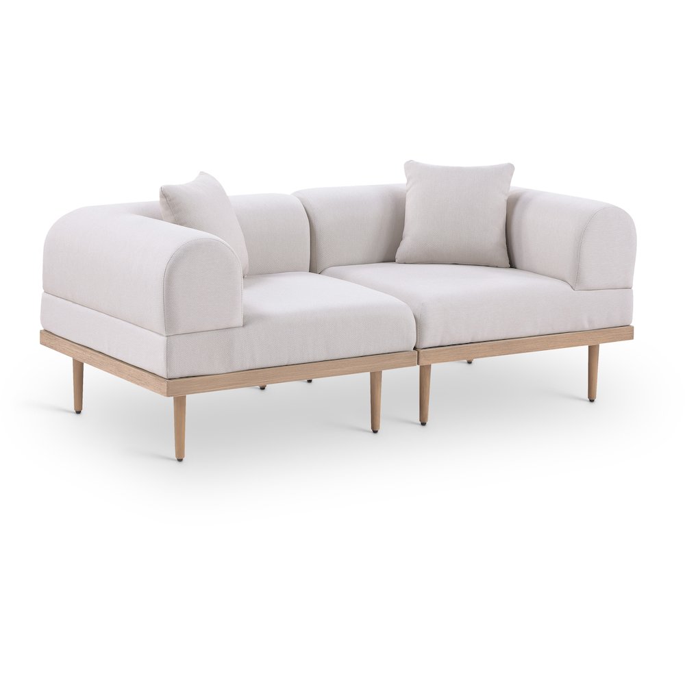 Laguna 71" Beige Water Resistant Fabric 2pc. Outdoor Modular Loveseat. Picture 1