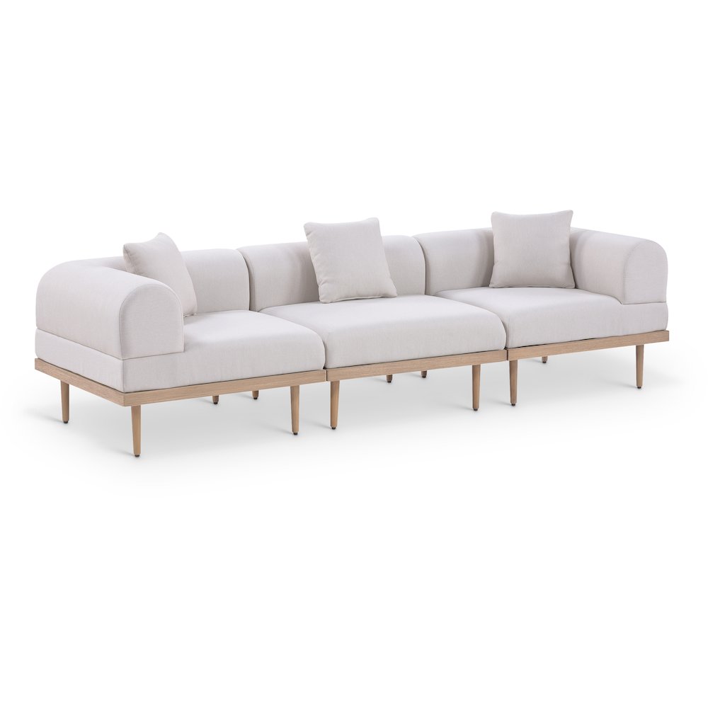 Laguna 106.5" Beige Water Resistant Fabric 3pc. Outdoor Modular Sofa. Picture 1