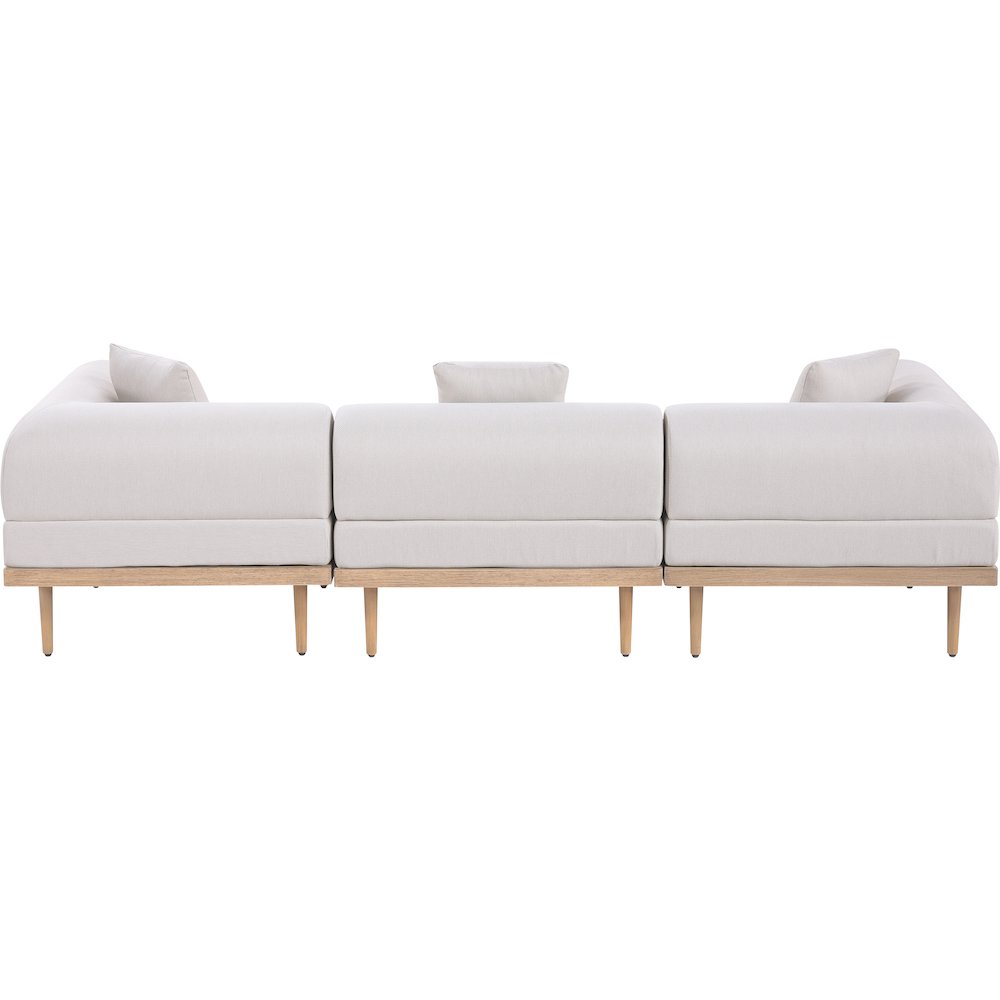 Laguna 106.5" Beige Water Resistant Fabric 3pc. Outdoor Modular Sofa. Picture 6