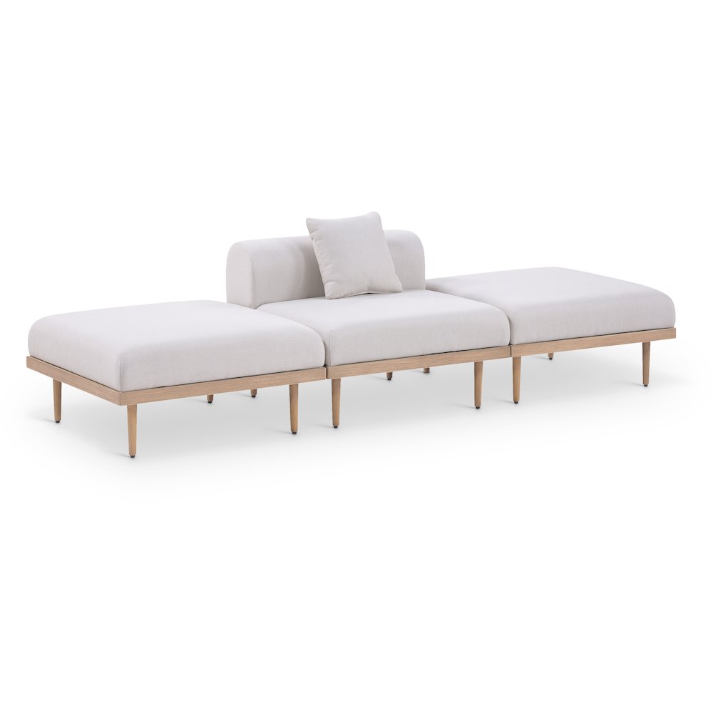 Laguna 106.5" Beige Water Resistant Fabric 3pc. Outdoor Modular Sofa. Picture 1