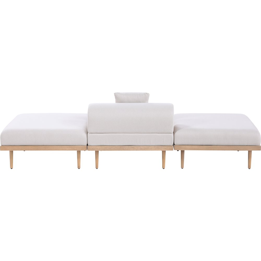 Laguna 106.5" Beige Water Resistant Fabric 3pc. Outdoor Modular Sofa. Picture 6