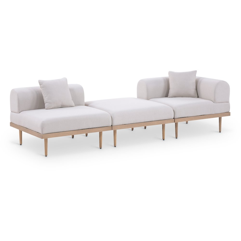 Laguna 106.5" Beige Water Resistant Fabric 3pc. Outdoor Modular Sofa. Picture 1