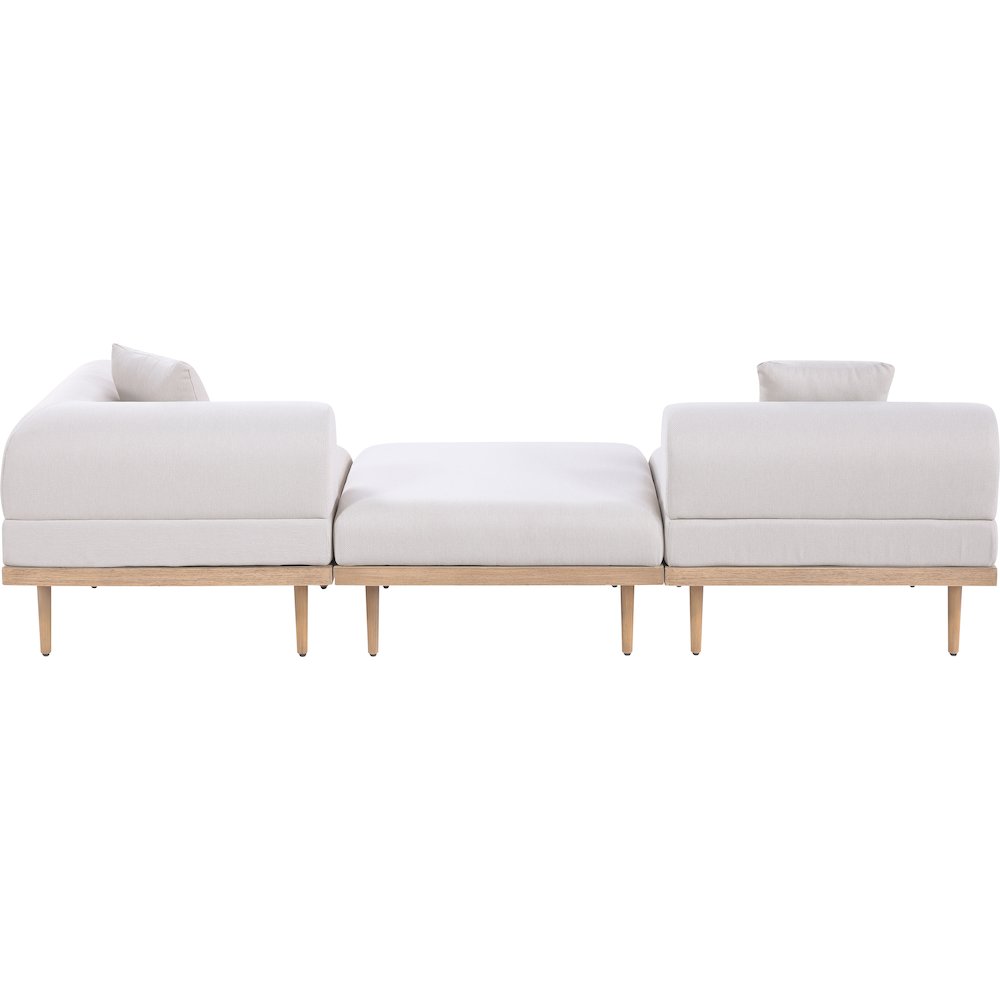 Laguna 106.5" Beige Water Resistant Fabric 3pc. Outdoor Modular Sofa. Picture 6