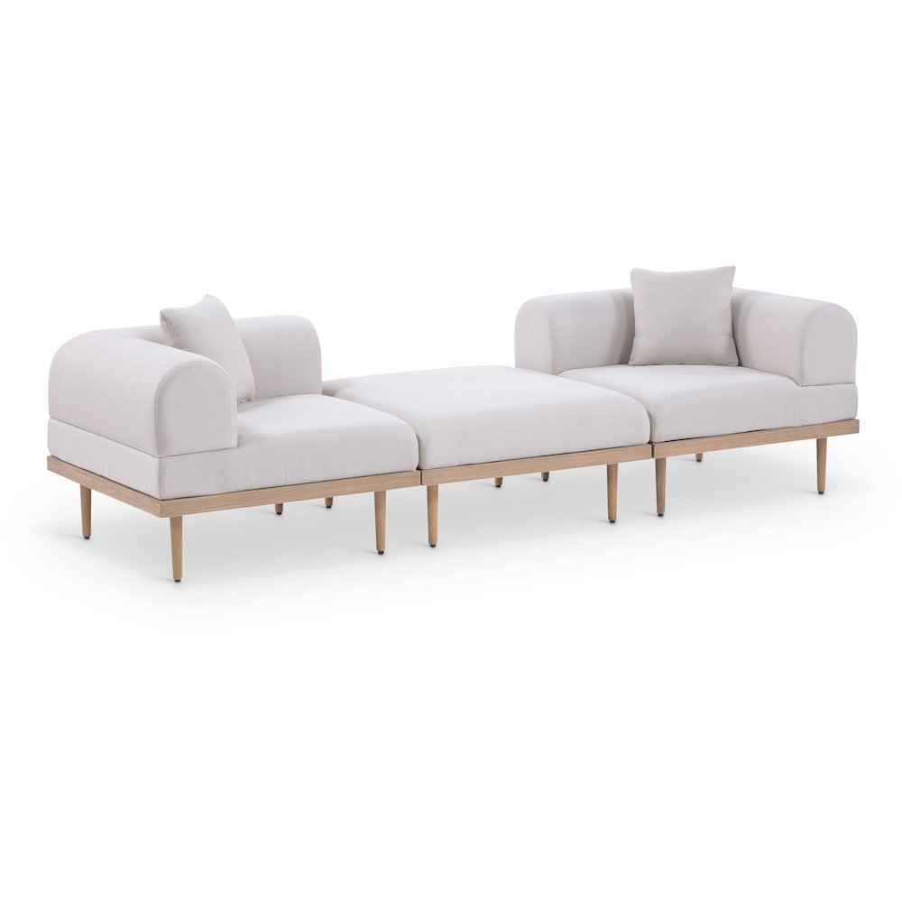 Laguna 106.5" Beige Water Resistant Fabric 3pc. Outdoor Modular Sofa. Picture 1