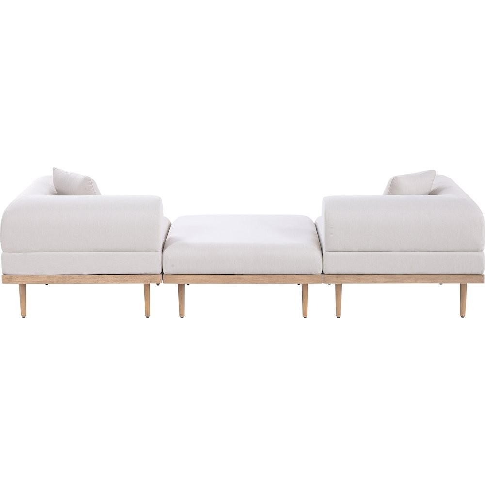 Laguna 106.5" Beige Water Resistant Fabric 3pc. Outdoor Modular Sofa. Picture 6