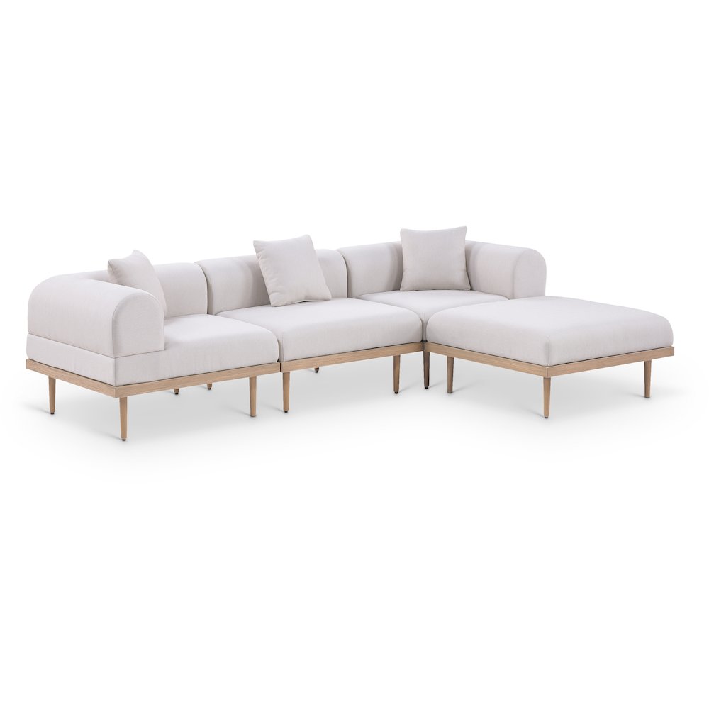 Laguna 106.5" Beige Water Resistant Fabric 4pc. Outdoor Modular Sectional. Picture 1