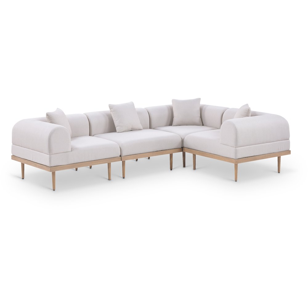 Laguna 106.5" Beige Water Resistant Fabric 4pc. Outdoor Modular Sectional. Picture 1