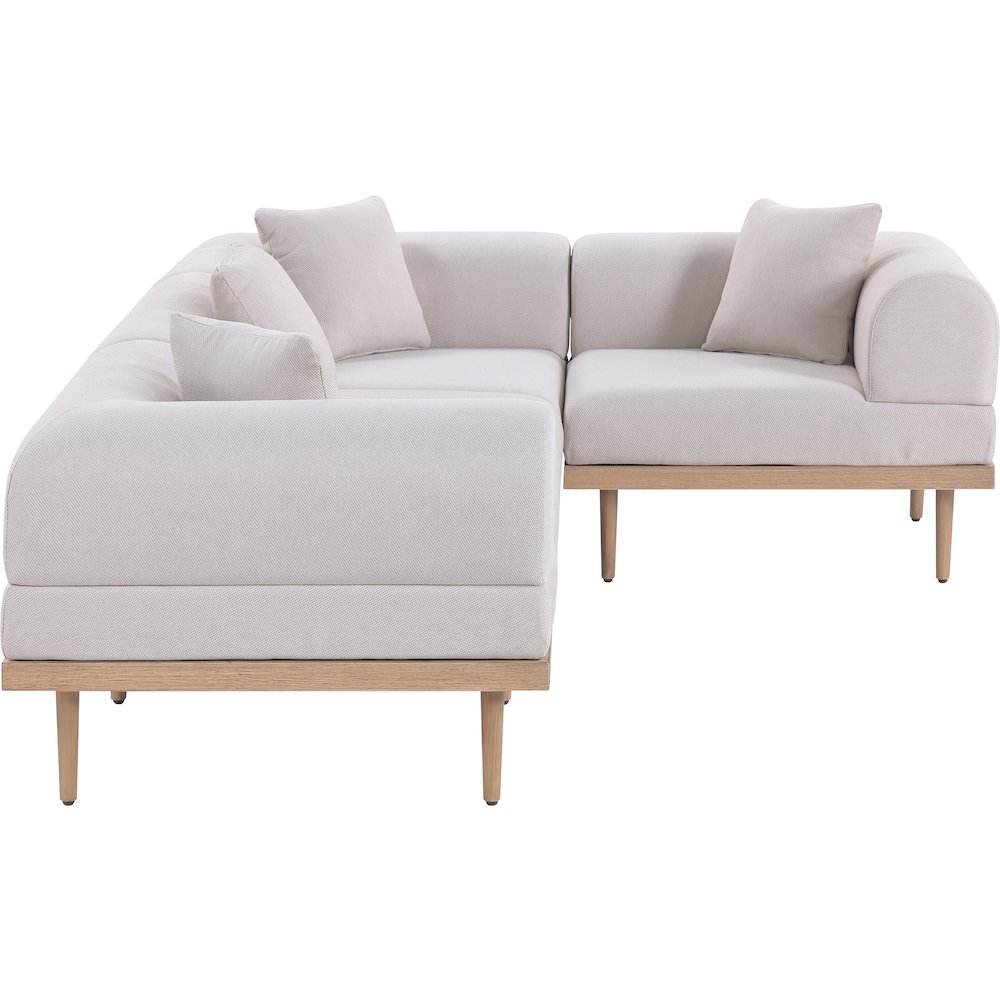 Laguna 106.5" Beige Water Resistant Fabric 4pc. Outdoor Modular Sectional. Picture 2