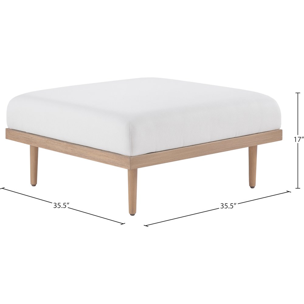 Laguna Cream Resilient Water Resistant Fabric Upholstered Outdoor Patio Ottoman. Picture 2