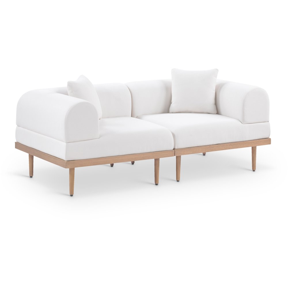 Laguna 71" Cream Water Resistant Fabric 2pc. Outdoor Modular Loveseat. Picture 1