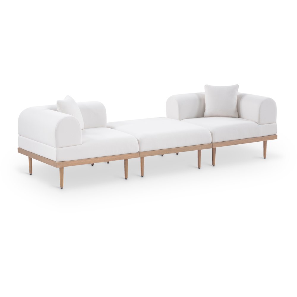 Laguna 106.5" Cream Water Resistant Fabric 3pc. Outdoor Modular Sofa. Picture 1