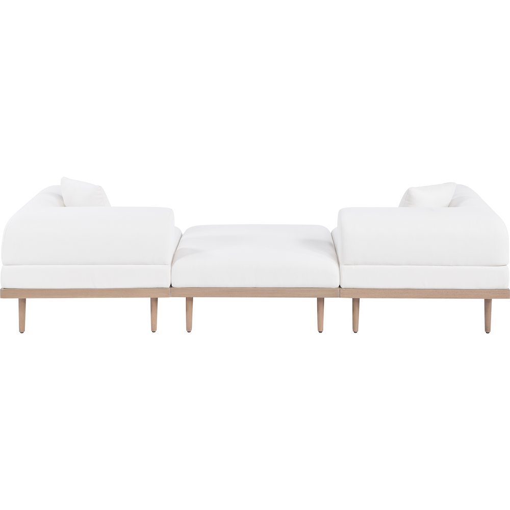 Laguna 106.5" Cream Water Resistant Fabric 3pc. Outdoor Modular Sofa. Picture 6