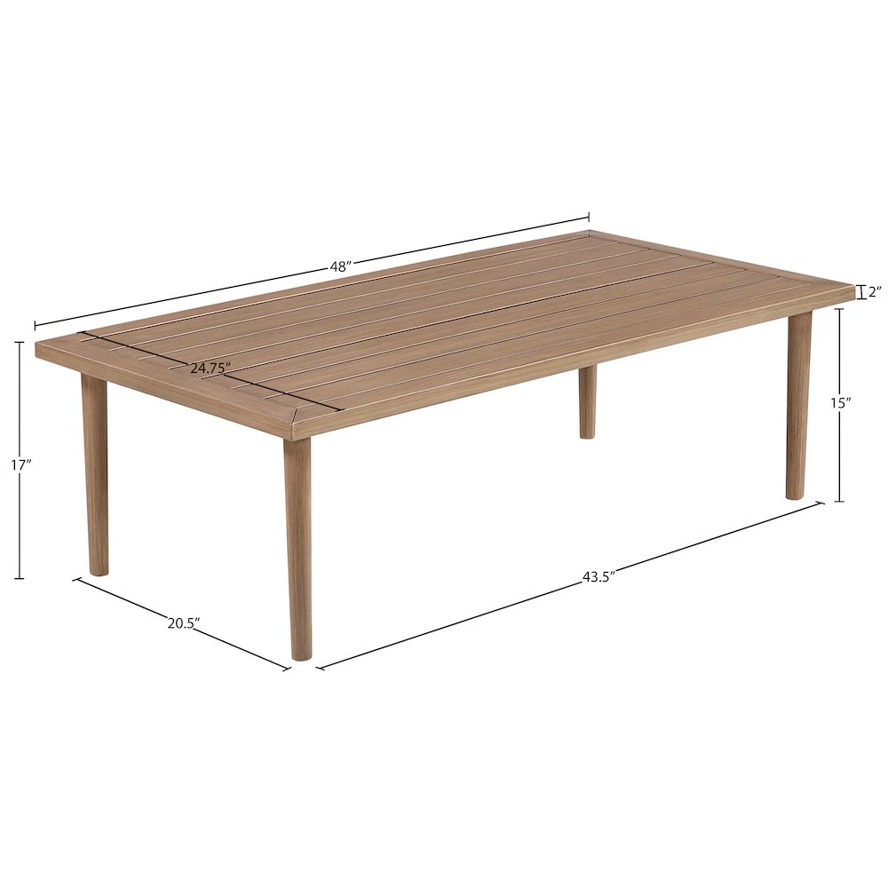 Laguna Natural Aluminum Outdoor Patio Coffee Table. Picture 5