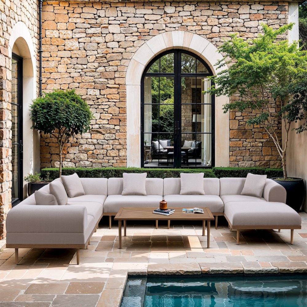 Laguna Natural Aluminum Outdoor Patio Coffee Table. Picture 7
