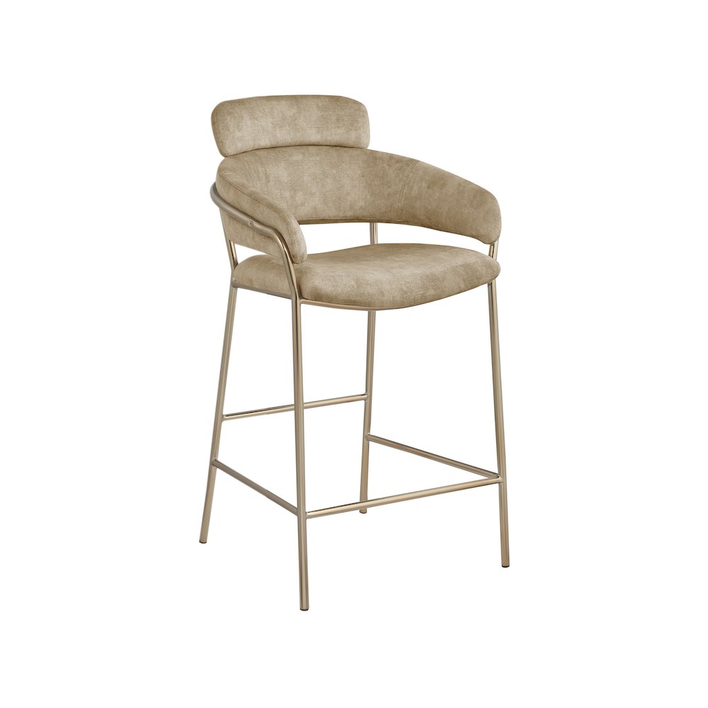 Yara Beige Velvet Counter Stool. Picture 1