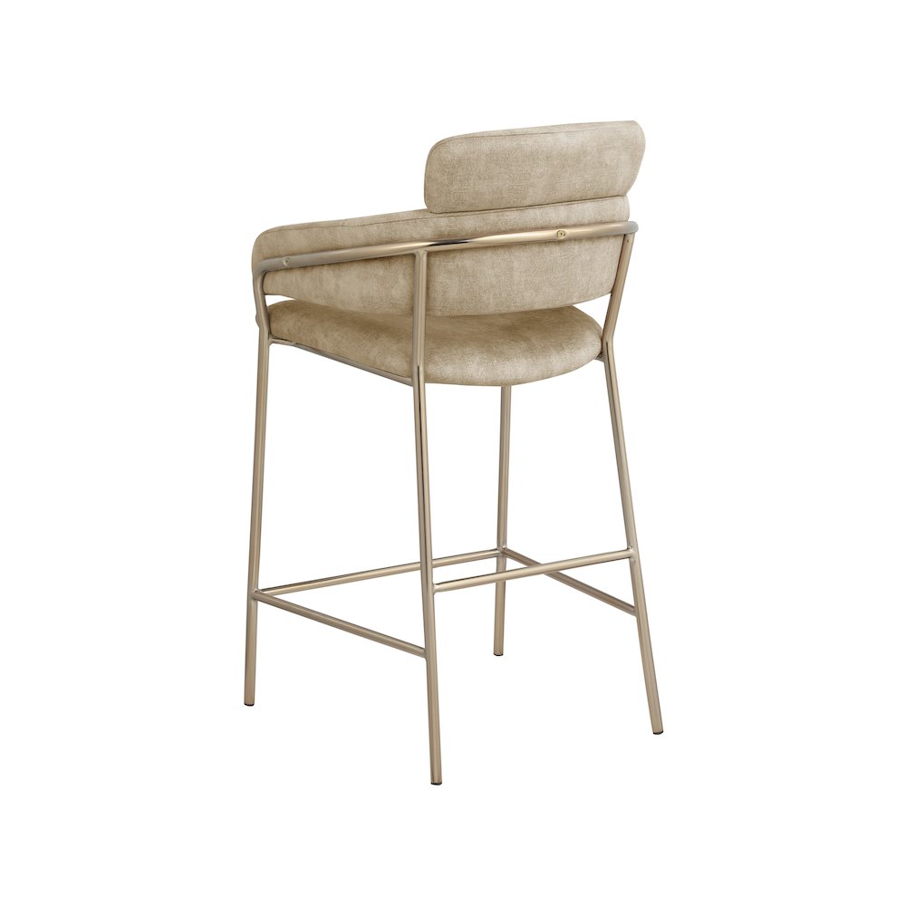Yara Beige Velvet Counter Stool. Picture 2