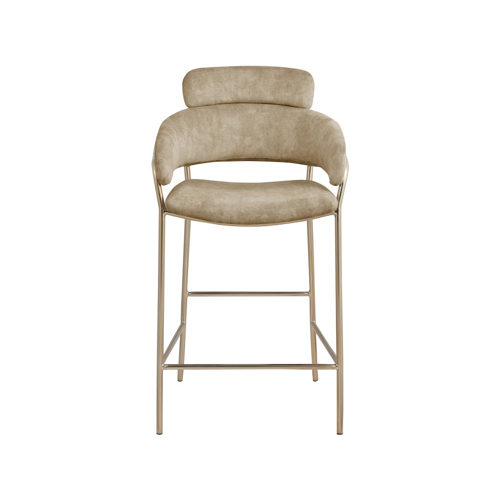 Yara Beige Velvet Counter Stool. Picture 3