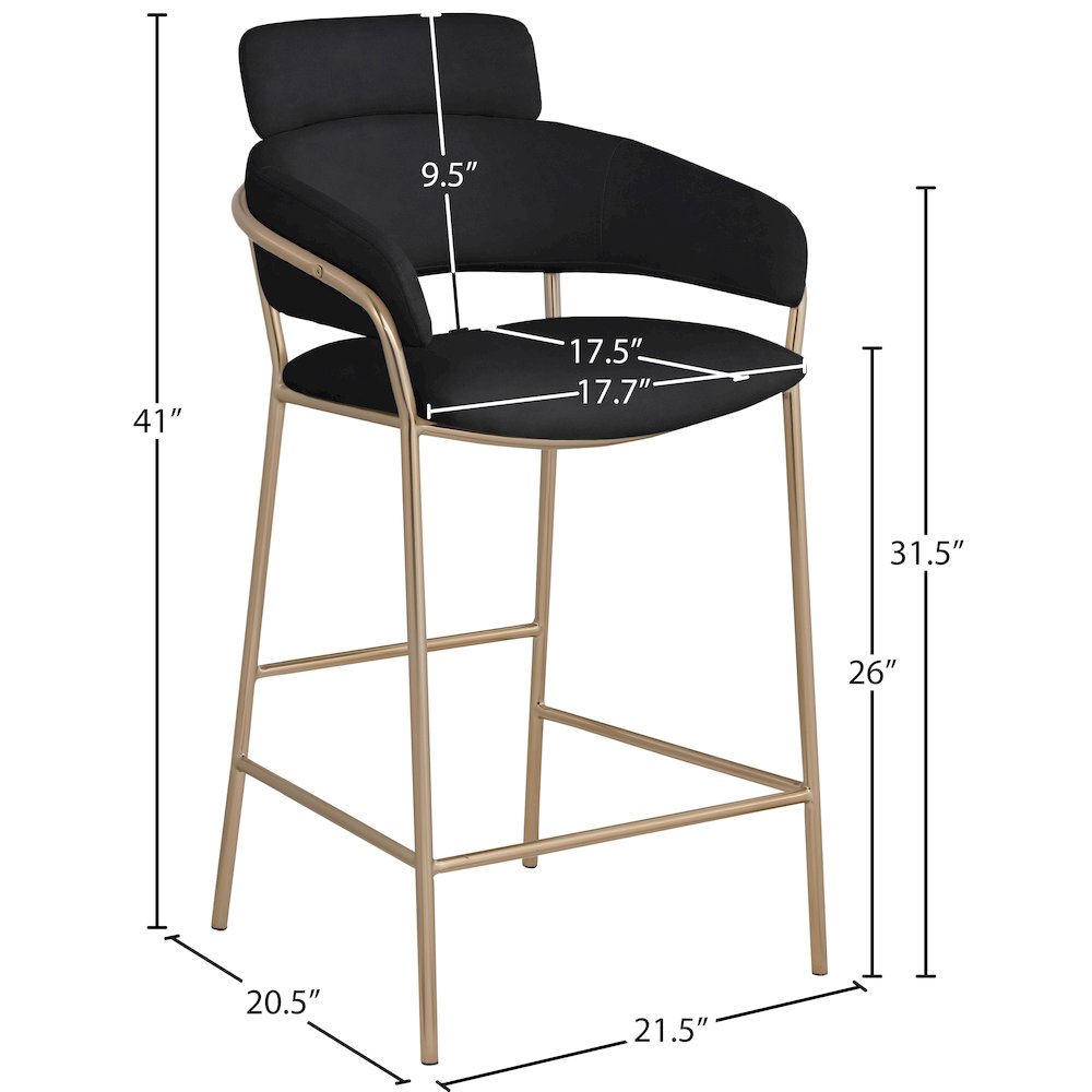 Yara Black Velvet Counter Stool. Picture 5