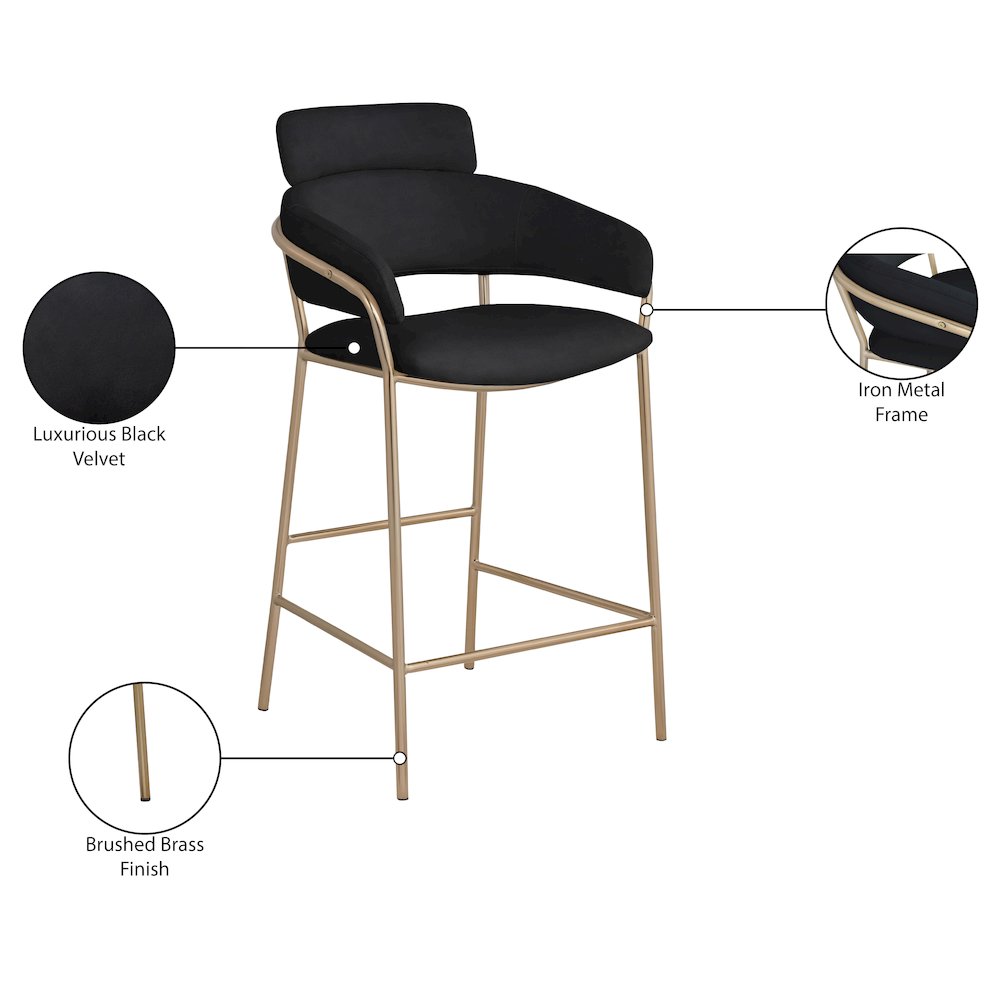 Yara Black Velvet Counter Stool. Picture 6