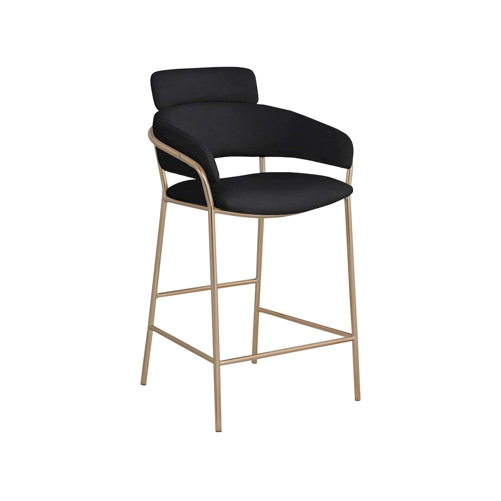 Yara Black Velvet Counter Stool. Picture 1