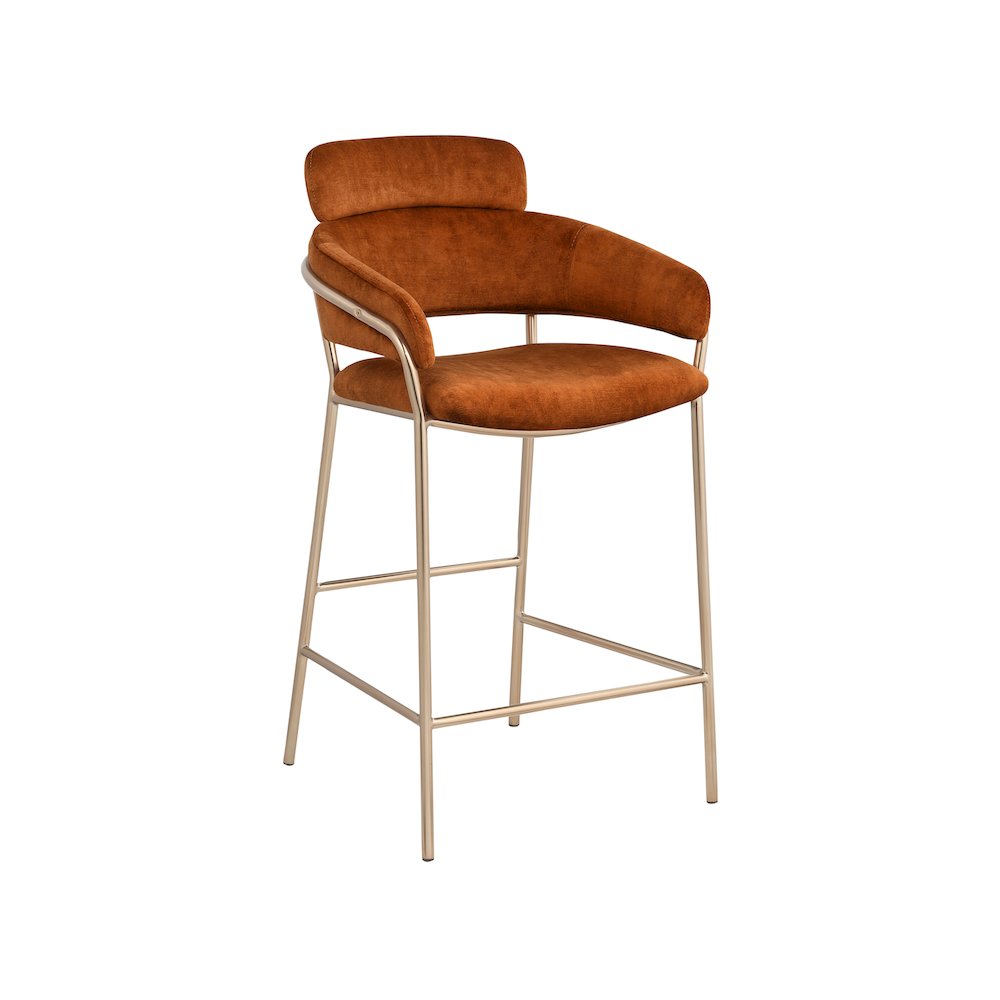 Yara Cognac Velvet Counter Stool. Picture 1