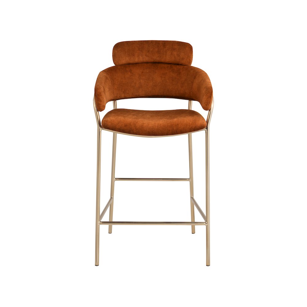 Yara Cognac Velvet Counter Stool. Picture 3