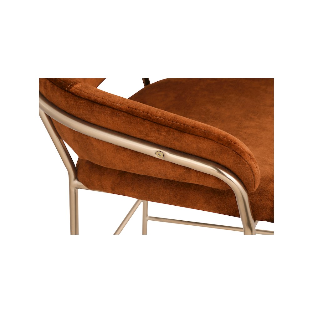Yara Cognac Velvet Counter Stool. Picture 4