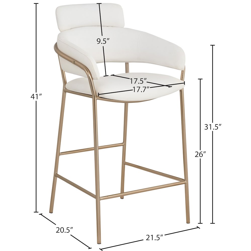 Yara Cream Vegan Leather Counter Stool. Picture 5