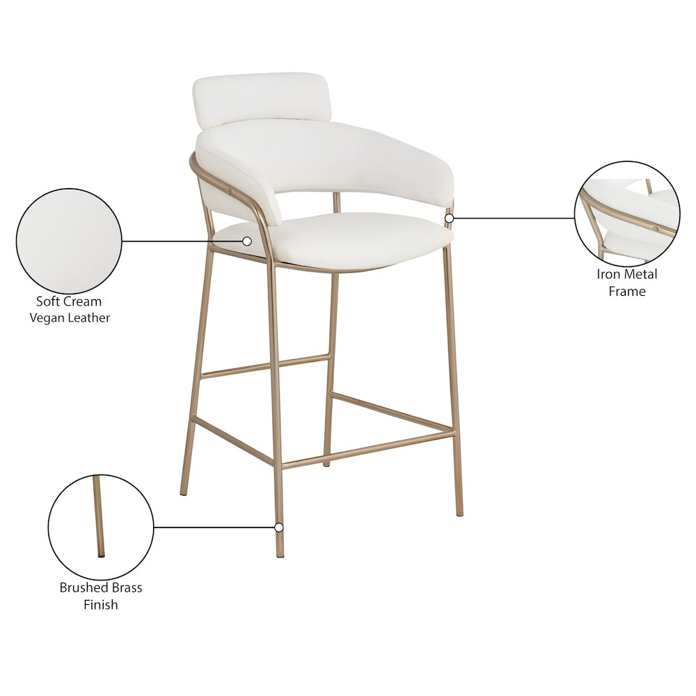 Yara Cream Vegan Leather Counter Stool. Picture 6