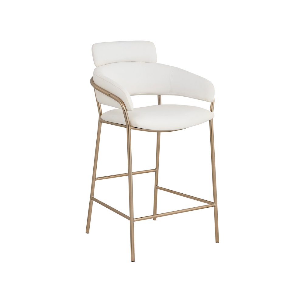 Yara Cream Vegan Leather Counter Stool. Picture 1