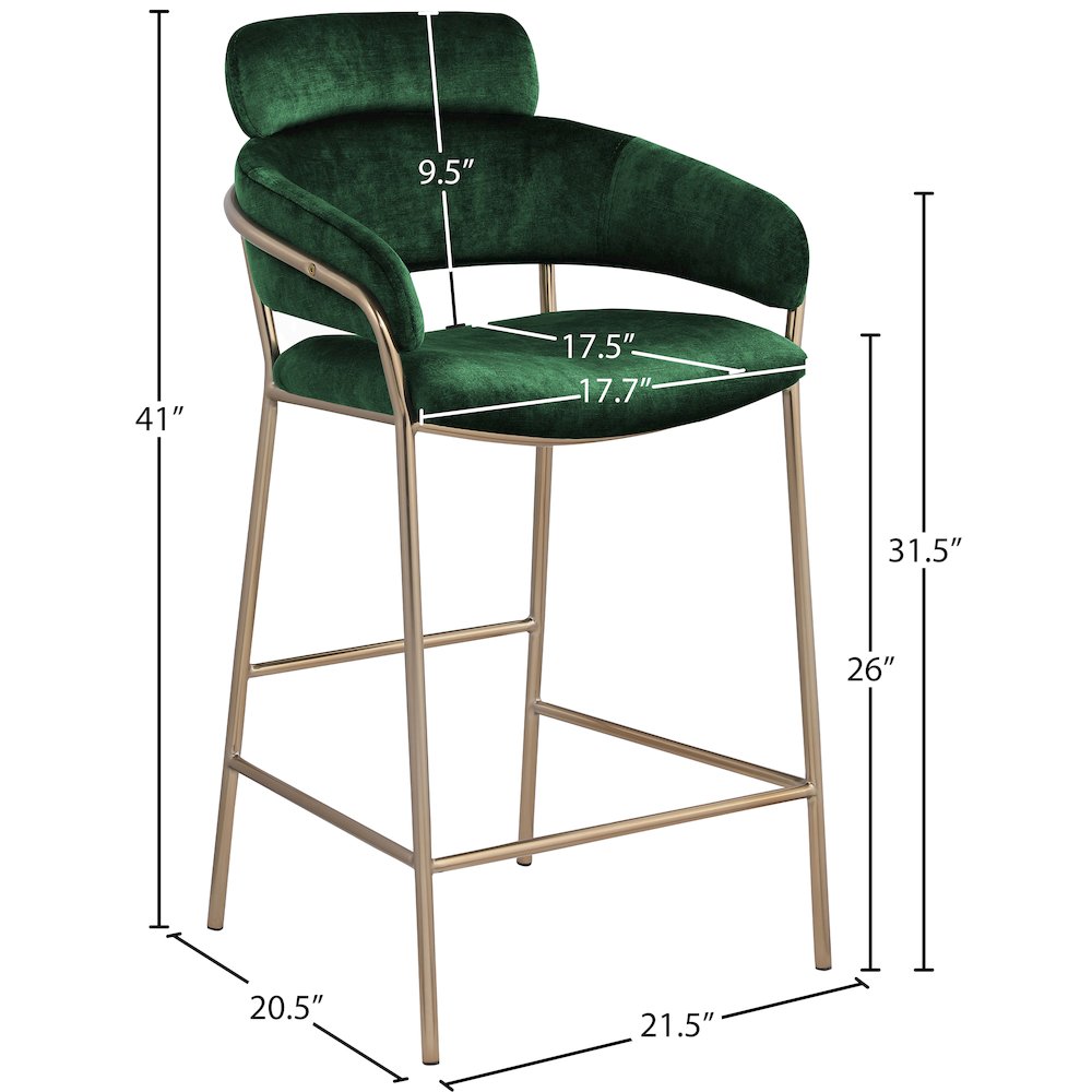 Yara Green Velvet Counter Stool. Picture 5