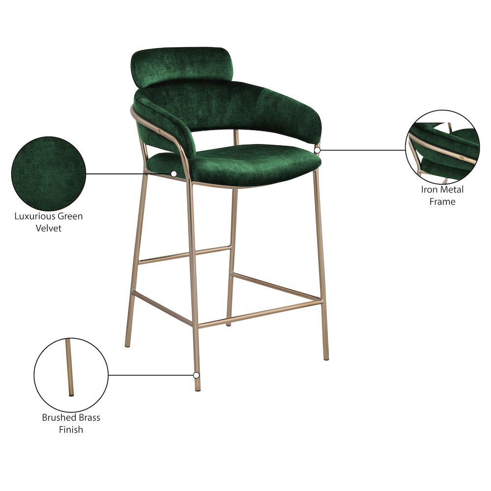 Yara Green Velvet Counter Stool. Picture 6