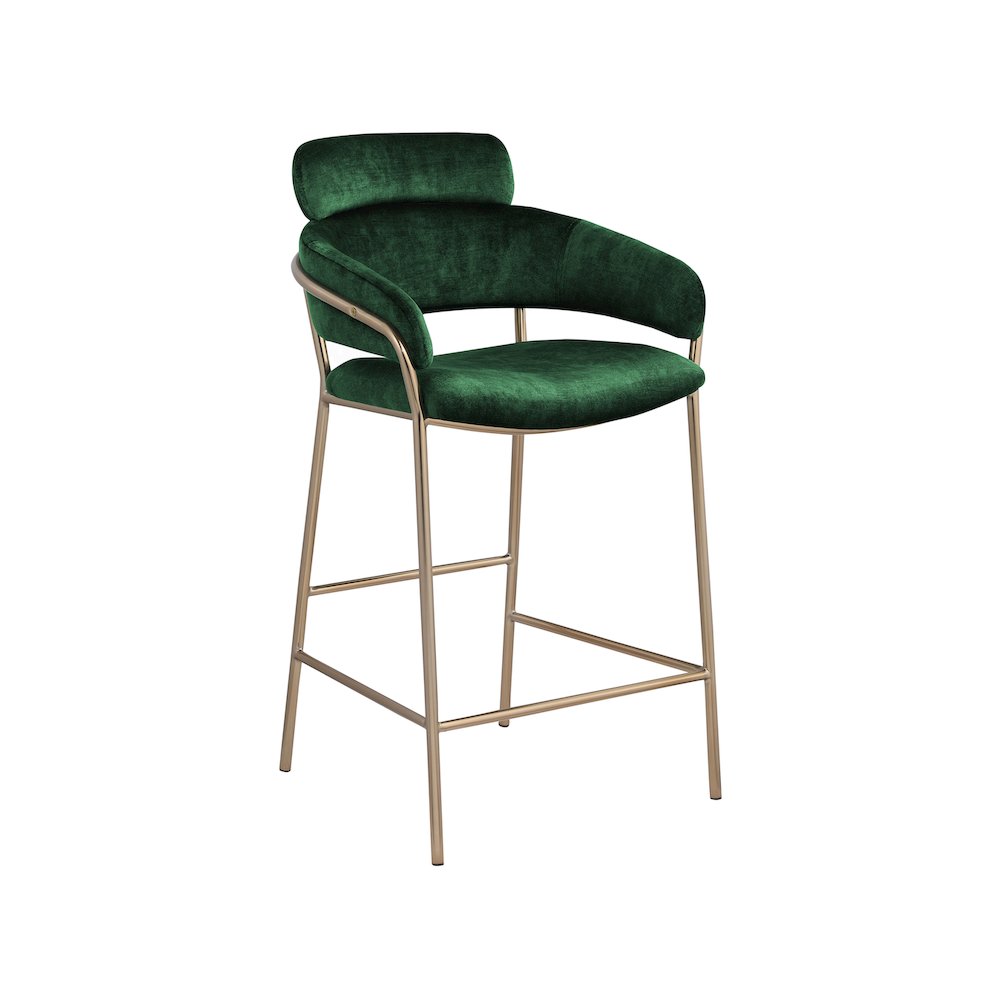 Yara Green Velvet Counter Stool. Picture 1