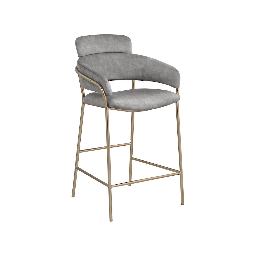 Yara Grey Velvet Counter Stool. Picture 1