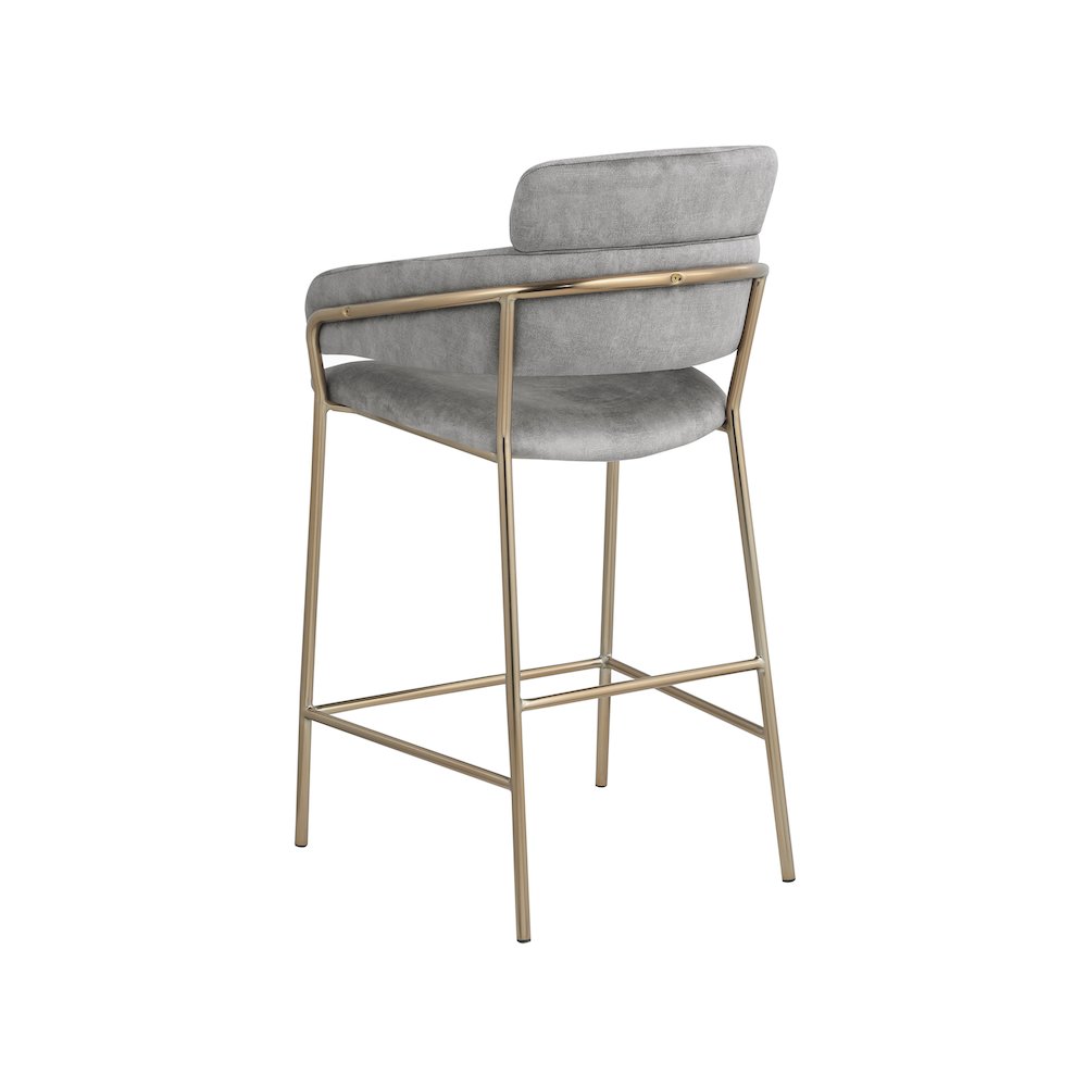 Yara Grey Velvet Counter Stool. Picture 2