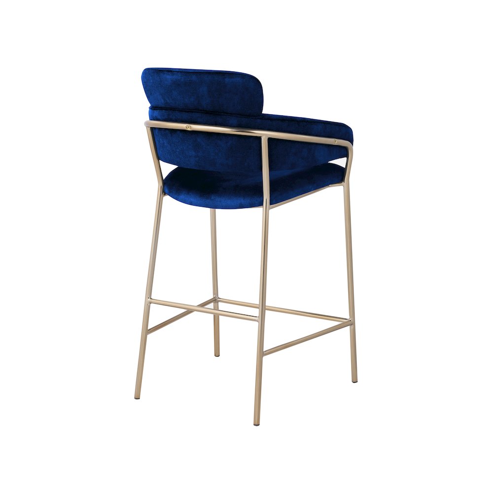 Yara Navy Velvet Counter Stool. Picture 2