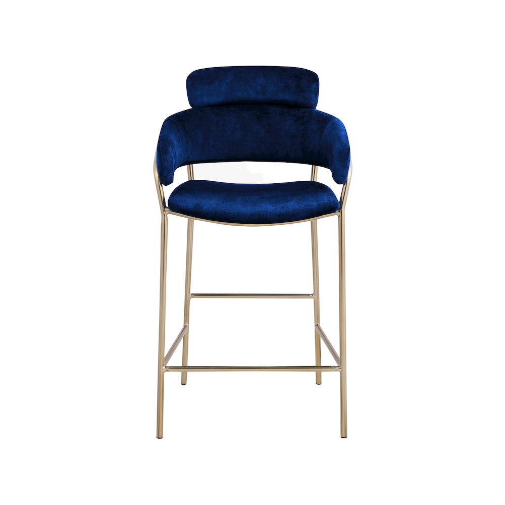 Yara Navy Velvet Counter Stool. Picture 3
