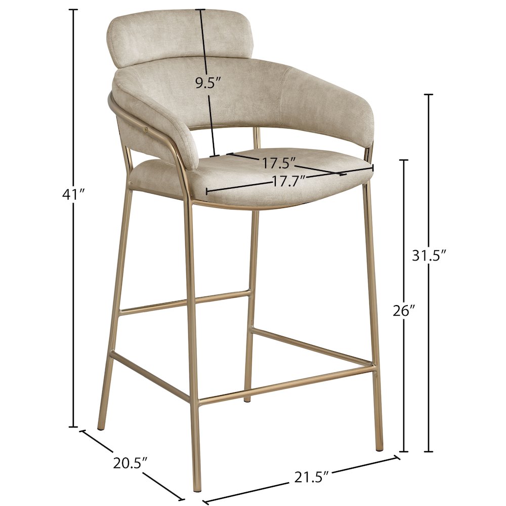 Yara Stone Velvet Counter Stool. Picture 5