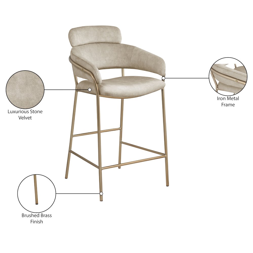 Yara Stone Velvet Counter Stool. Picture 6