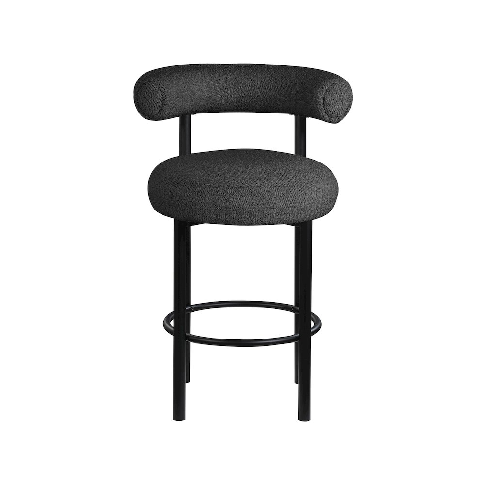 Bordeaux Black Boucle Fabric Stool, Set of 2. Picture 3