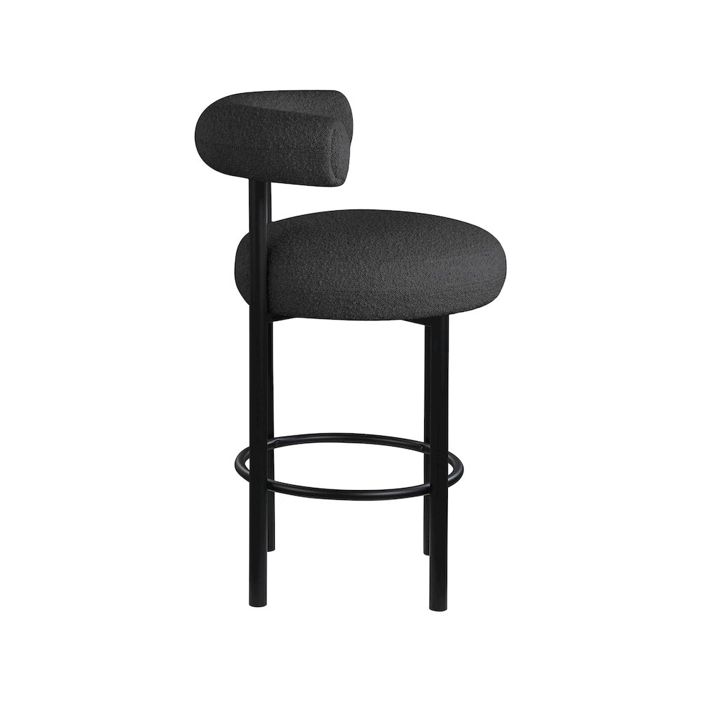 Bordeaux Black Boucle Fabric Stool, Set of 2. Picture 4
