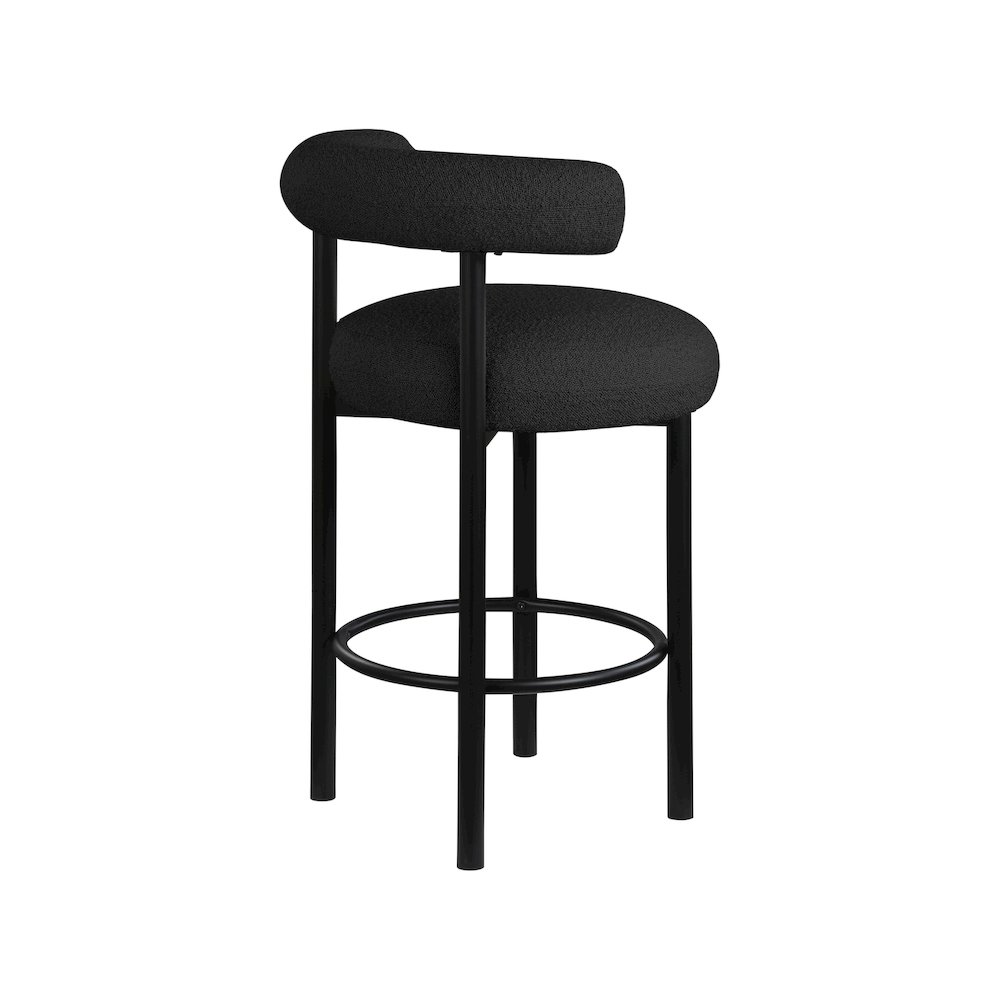 Bordeaux Black Boucle Fabric Stool, Set of 2. Picture 5