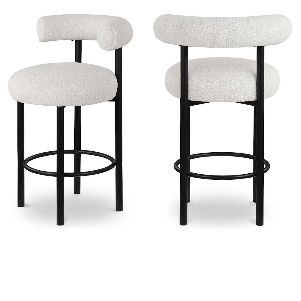 Bordeaux Cream Boucle Fabric Stool, Set of 2. Picture 1