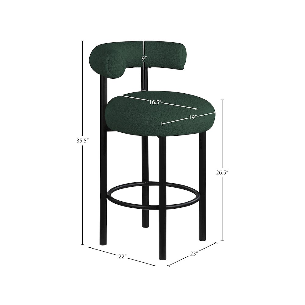 Bordeaux Green Boucle Fabric Stool, Set of 2. Picture 7